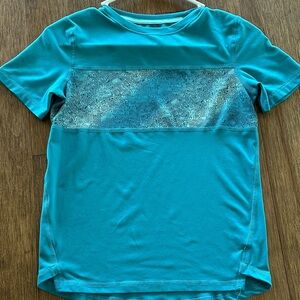 All in Motion Turquoise Kids Tee with Patterned Panel